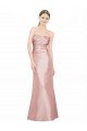 Outlet Long Strapless Formal Stretch Satin Bridesmaid Dress / Prom Dress with Pleats and Low Back