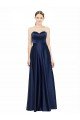 Outlet Floor Length Sweetheart Neckline Formal Stretch Satin Bridesmaid Dress with Belt