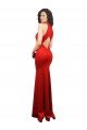 Outlet Halter Neck keyhole Front Back Long Formal Stretch Satin Bridesmaid Dress / Prom Dress