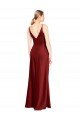 Outlet Full Length Long Formal Stretch Satin Slip Bridesmaid Dress / Prom Dress V-Back