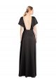 Outlet Cap Sleeves Open Back Long Formal Stretch Satin Bridesmaid Dress / Prom Dress