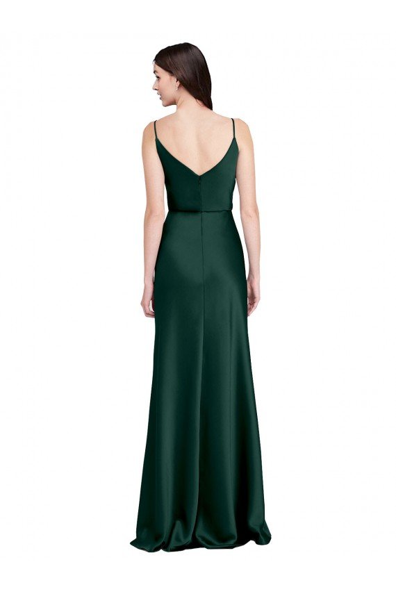 Outlet Fitted Cowl Neck Long Formal Stretch Satin Slip Bridesmaid Dress / Prom Dress with V-Back