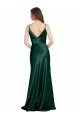Outlet High V-Neck Long Full Length Sheath Formal Stretch Satin Bridesmaid Dress / Prom Dress
