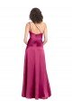 Outlet Sleek One Shoulder A-Line Long Formal Stretch Satin Bridesmaid Dress / Prom Dress with Spaghetti Straps Back