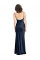 Outlet Cowl Neck Long Empire Waist Formal Stretch Satin Bridesmaid Dress with Open Back