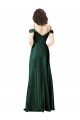 Outlet Off the Shoulder Sleeves Long Formal Stretch Satin Bridesmaid Dress / Prom Dress with Pleated Draped Neckline