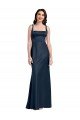 Outlet Square Neck A-Line Long Formal Stretch Satin Bridesmaid Dress / Prom Dress with Wide Straps
