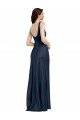 Outlet Square Neck A-Line Long Formal Stretch Satin Bridesmaid Dress / Prom Dress with Wide Straps