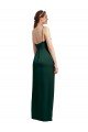 Outlet Sleek Straight Neckline Long Wrap Formal Stretch Satin Bridesmaid Dress / Prom Dress with Angled Pleats