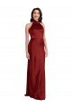 Outlet Backless Halter Long Formal Stretch Satin Bridesmaid Dress / Prom Dress