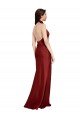 Outlet Backless Halter Long Formal Stretch Satin Bridesmaid Dress / Prom Dress