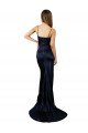 Outlet Pleated Sash Skirt Long Formal Stretch Satin Bridesmaid Dress / Prom Dress with High Slit