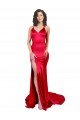 Outlet Mermaid Open Back Long Formal Stretch Satin Bridesmaid Dress / Prom Dress with High Slit