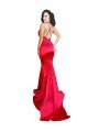 Outlet Mermaid Open Back Long Formal Stretch Satin Bridesmaid Dress / Prom Dress with High Slit