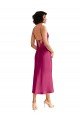 Outlet Midi Length V-Neck Short Formal Stretch Satin Bridesmaid Dress / Cocktail Prom Dress with Low Scoop Back