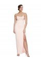 Outlet Cowl Neck Strapless Formal Stretch Satin Bridesmaid Dress / Prom Dress with High Split