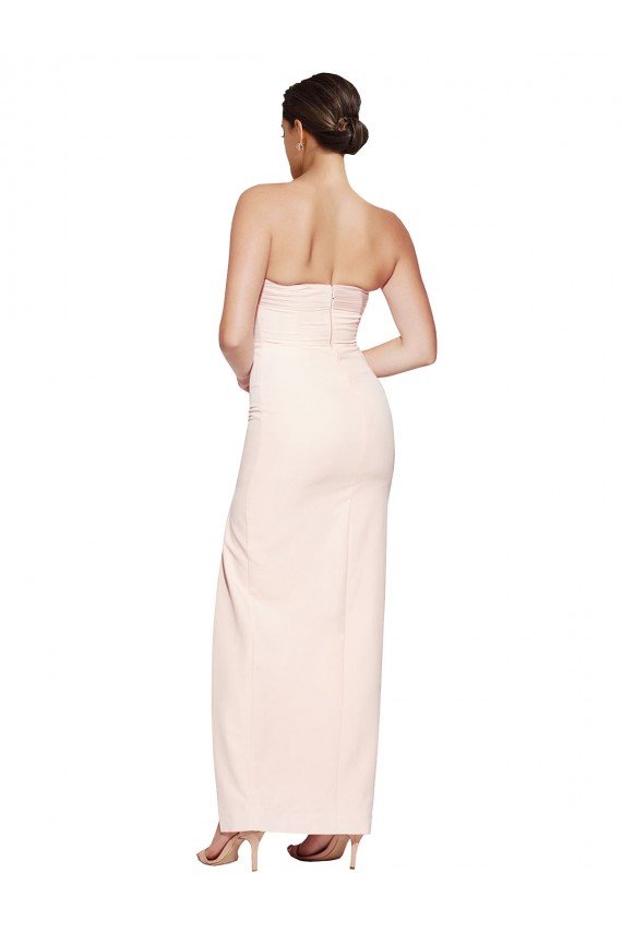 Outlet Cowl Neck Strapless Formal Stretch Satin Bridesmaid Dress / Prom Dress with High Split