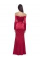 Outlet Long Sleeves Off the Shoulder Formal Stretch Satin Bridesmaid Dress / Prom Dress with High Side Split