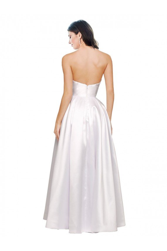 Outlet Full Length Strapless V-Cutout Formal Stretch Satin Bridesmaid Dress / Prom Dress