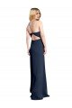 Outlet Halter Neckline Long Formal Stretch Satin Bridesmaid Dress / Prom Dress with Strappy Back and Side Slit
