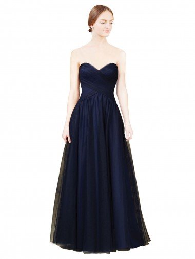 Outlet Draped Bodice Sweeheart Long Tulle Bridesmaid Dress