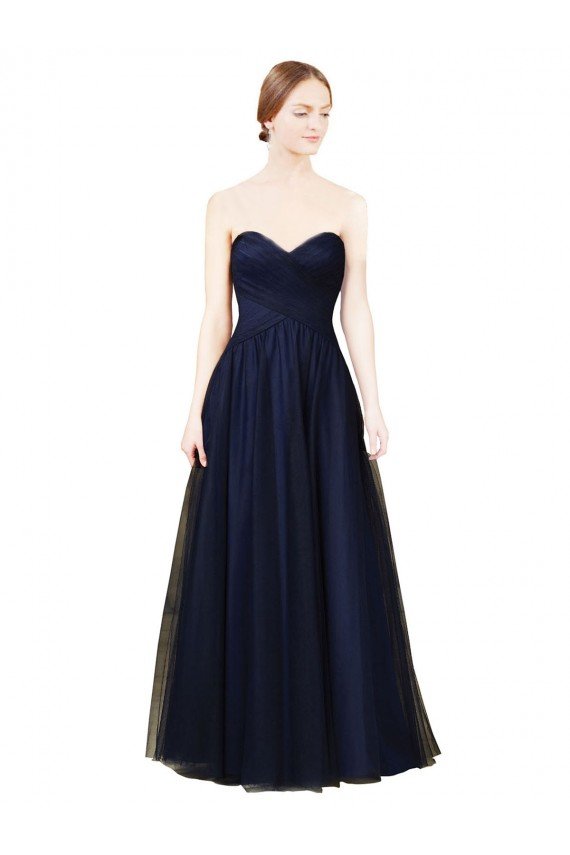 Outlet Draped Bodice Sweeheart Long Tulle Bridesmaid Dress