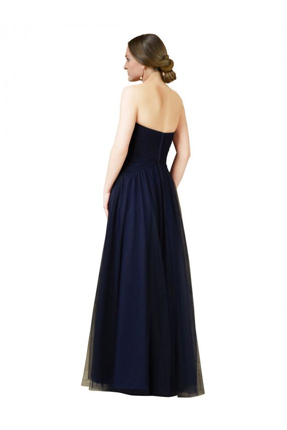 Outlet Draped Bodice Sweeheart Long Tulle Bridesmaid Dress