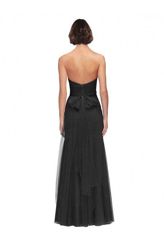 Outlet Long Tulle Bridesmaid Dress with Sweetheart Neckline and Belt