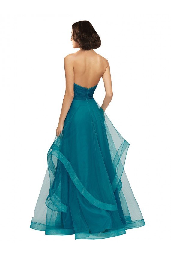 Outlet Sweetheart Tulle Bridesmaid Dress with Wide Waistband