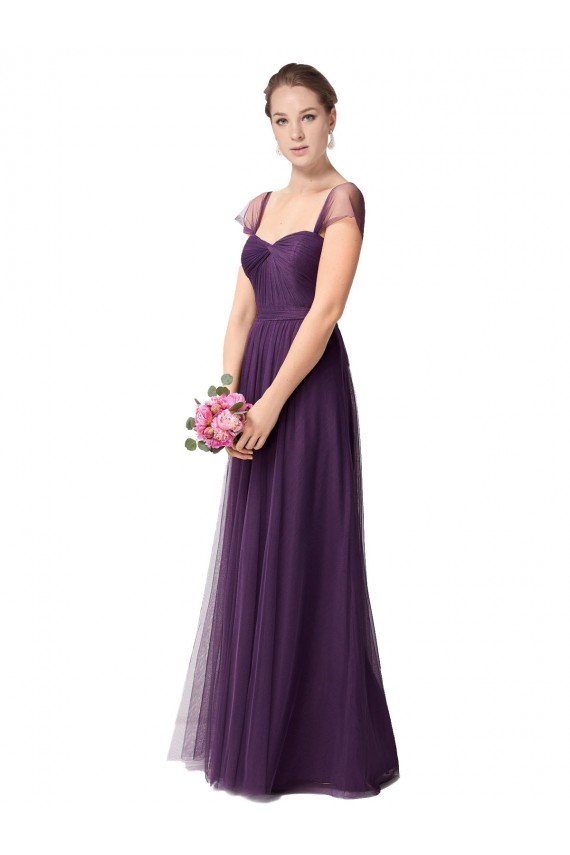 Outlet Full Length Long Tulle Bridesmaid Dress with Sweetheart Neckline