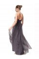 Outlet Long Sweetheart Tulle Bridesmaid Dress with Shirred Criss Cross Bodice