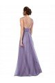Outlet Flowy A-Line Tulle Bridesmaid Dress with Double Straps and V-Neck