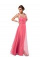 Outlet Flowy A-Line Tulle Bridesmaid Dress with Double Straps and V-Neck