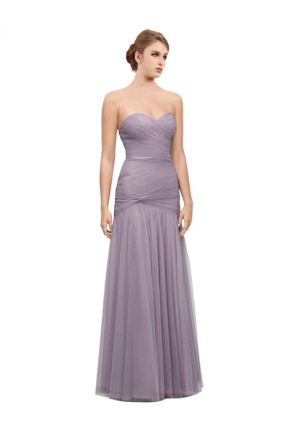 Outlet Draped Long Mermaid Sweetheart Tulle Bridesmaid Dress