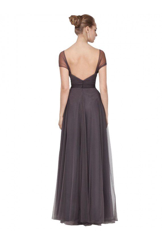 Outlet Sweetheart Neckline Long Tulle Bridesmaid Dress with Straps