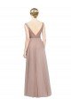 Outlet Full Length Draped Long V-Neck Tulle Bridesmaid Dress