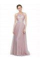 Outlet High Neck Long Tulle Bridesmaid Dress with Lace Bodice