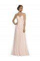 Outlet Long Draped Back A-Line Tulle Bridesmaid Dress with Pleated Bodice