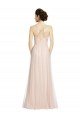 Outlet Long Draped Back A-Line Tulle Bridesmaid Dress with Pleated Bodice