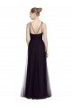 Outlet High Neck Long A-Line Tulle Bridesmaid Dress