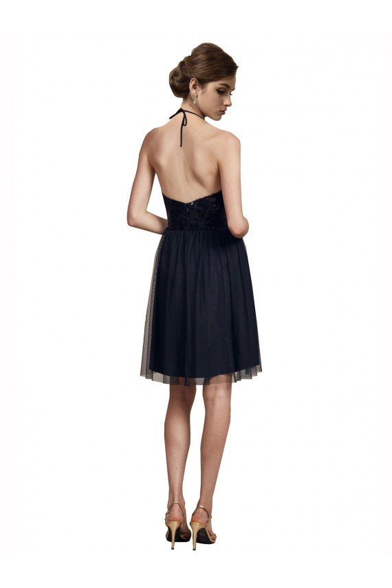 Outlet High Neck Illusion Bodice Bridesmaids Dress