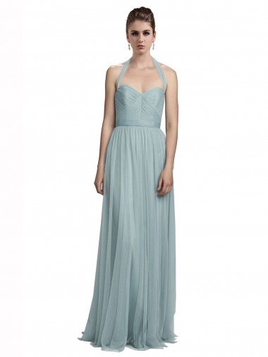 Outlet Halter Ruched Sweetheart Neckline Tulle Bridesmaid Dress
