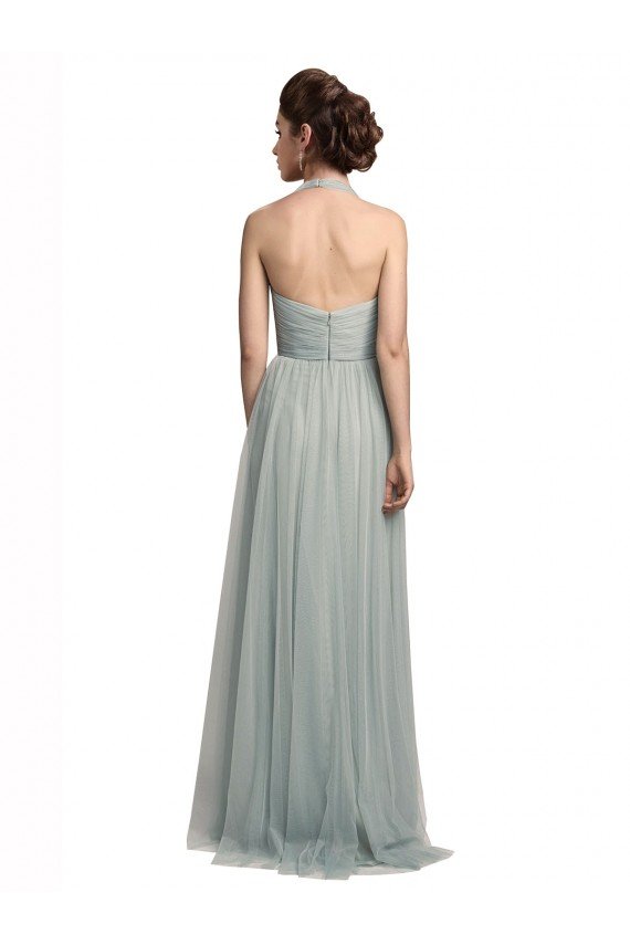 Outlet Halter Ruched Sweetheart Neckline Tulle Bridesmaid Dress