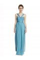 Outlet Floor Length Inverted V-Neck Tulle Bridesmaids Dress