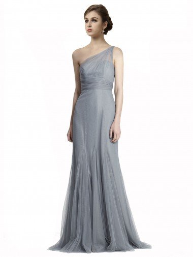 Outlet One Shoulder Tulle Fit and Flare Bridesmaid Dress