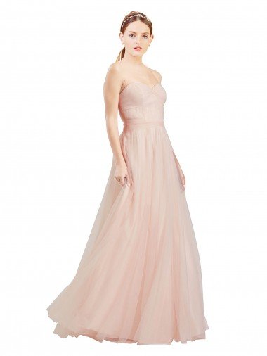 Outlet Floor Length Sweetheart Tulle Bridesmaid Dress with Open Back