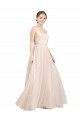 Outlet Scooped Neckline Long Tulle Bridesmaid Dress with Open Back