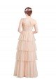 Outlet V-Neck A-Line Layered Long Tulle Bridesmaid Dress