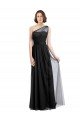 Outlet Ruched Long Soft Tulle Bridesmaid Dress with Sheer Netting Shoulder Strap
