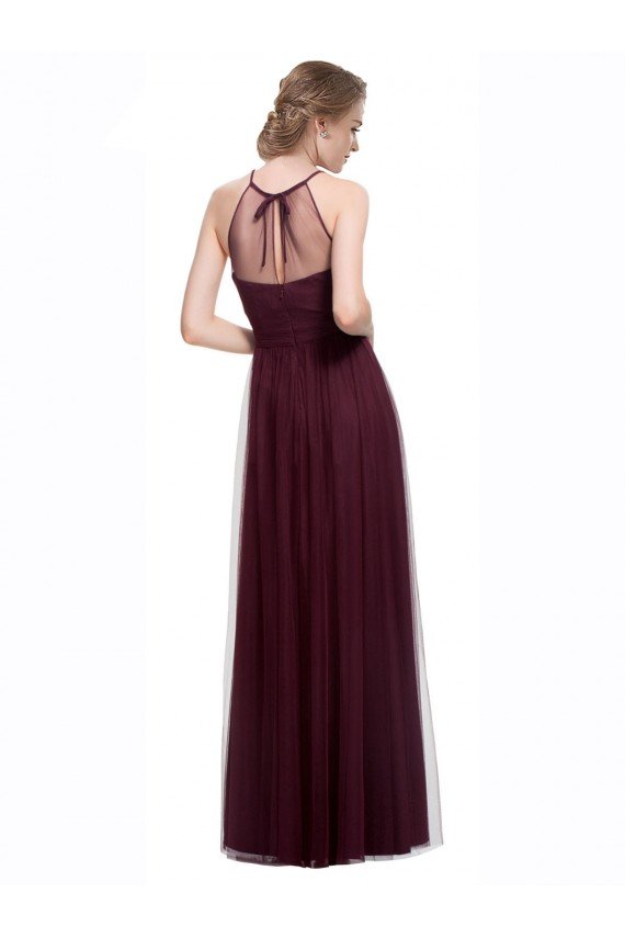 Outlet Full Length Soft Tulle Spaghetti Strap Bridesmaid Dress